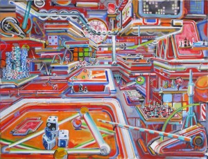 Philipp Gloger, Spielesammlung, 2010, Acryl/Öl/Leinwand, 150x200cm